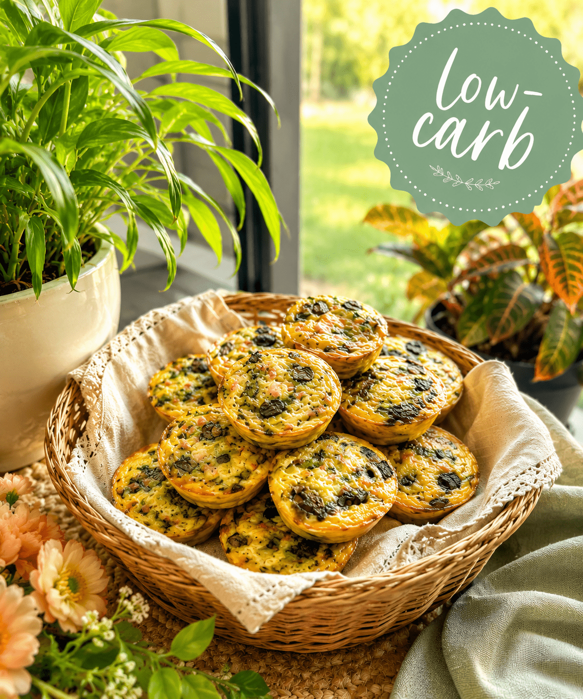 Ham, Swiss, asparagus and dill egg muffins baked in a muffin tin and served as a high-protein, low-carb breakfast.