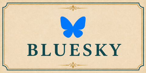 Bluesky card featuring the blue butterfly logo.