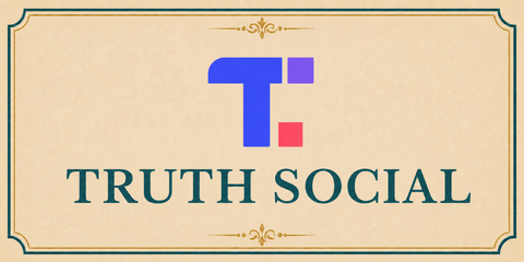 Truth Social card featuring the blue, purple and red Truth Social logo.